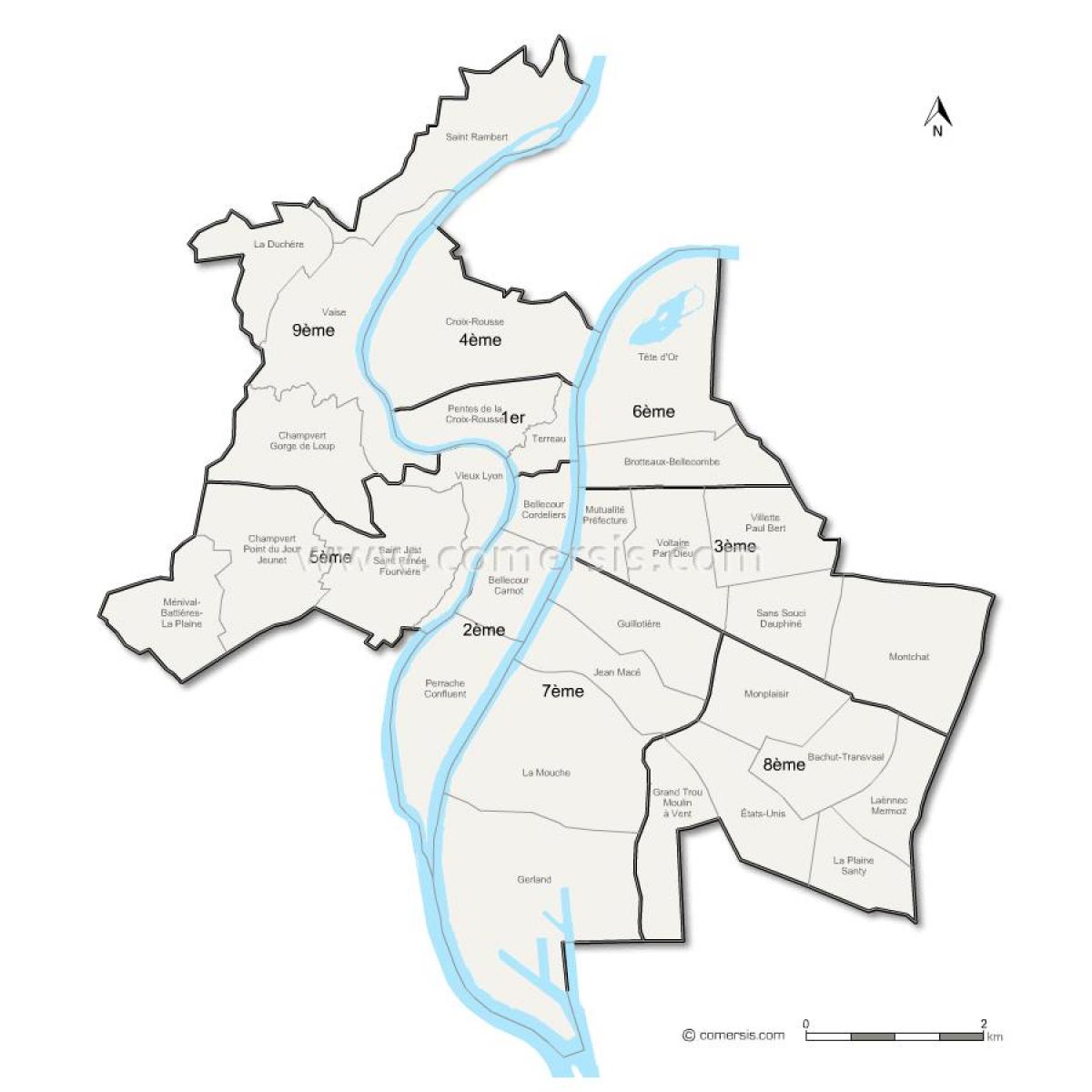 지도 Lyon arrondissement